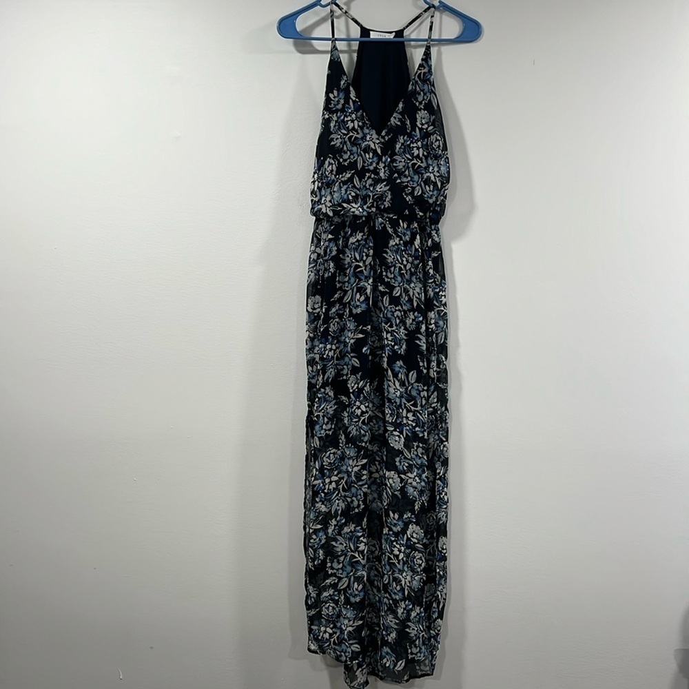 Women's Lush Black Floral Maxi Summon Slip Dress Size Small EUC